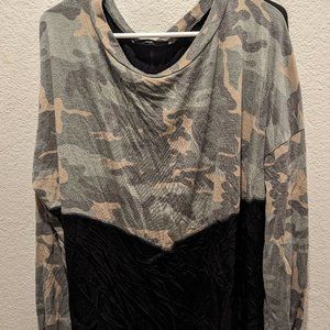 Black and camo long sleeve oversized shirt